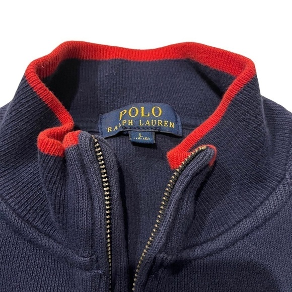 Polo by Ralph Lauren Vintage 100% Cotton Mock Turtleneck 1/4 Zip Sz L - Picture 4 of 7